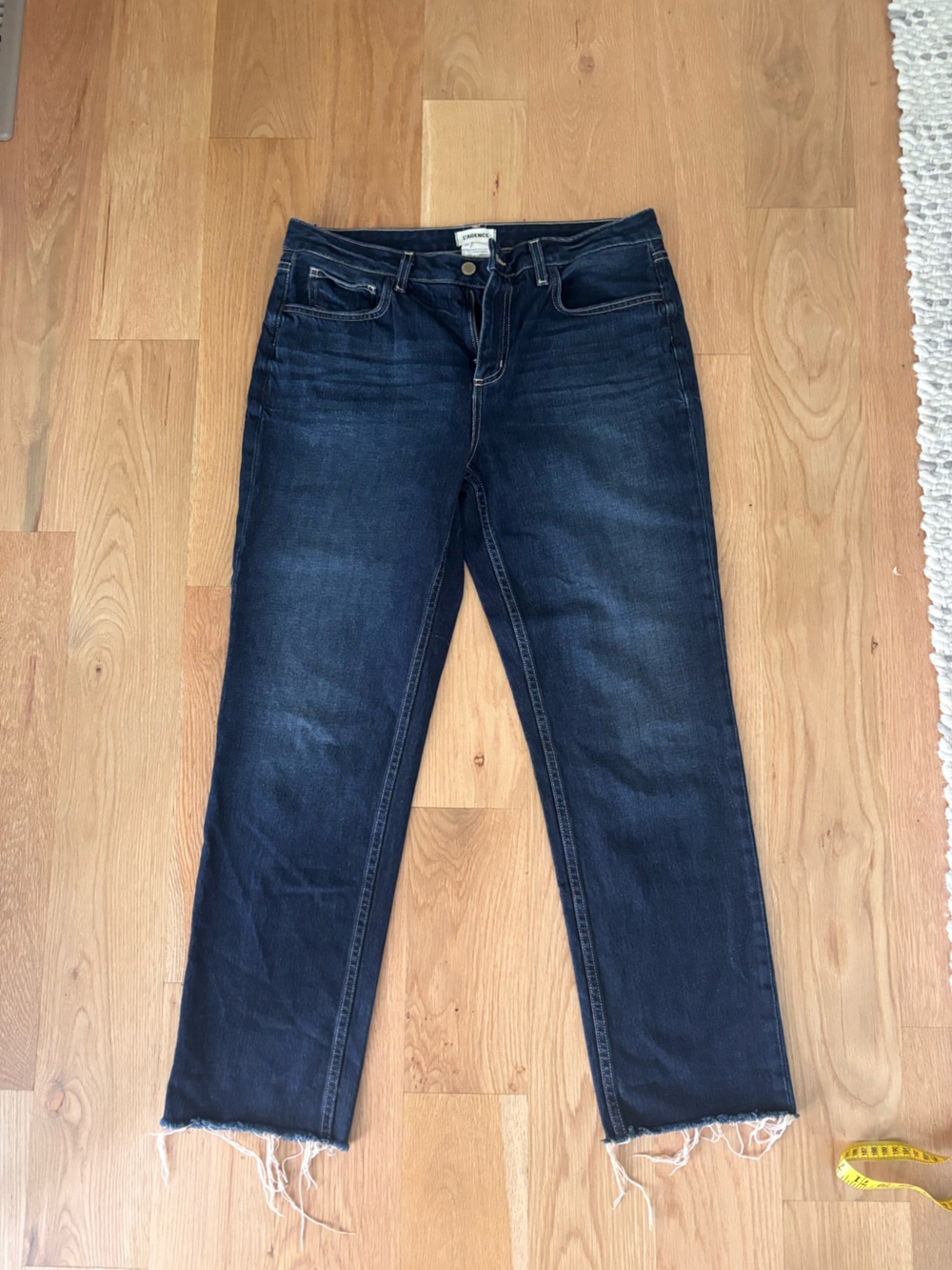 L'AGENCE Dark Blue Cropped Straight Jeans